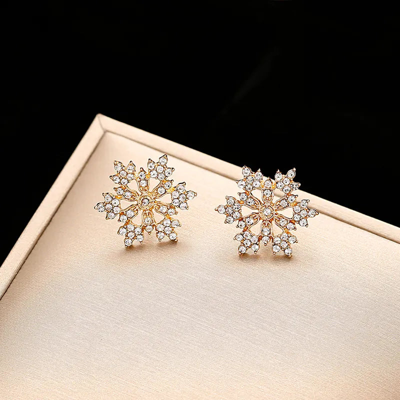 Rhinestone Snowflake Stud Earrings