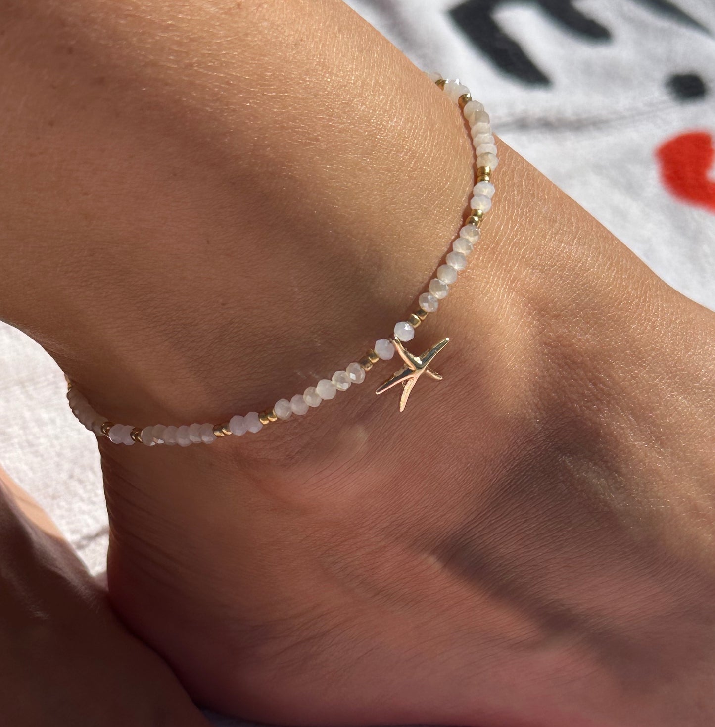Starfish Beaded Charm Anklet