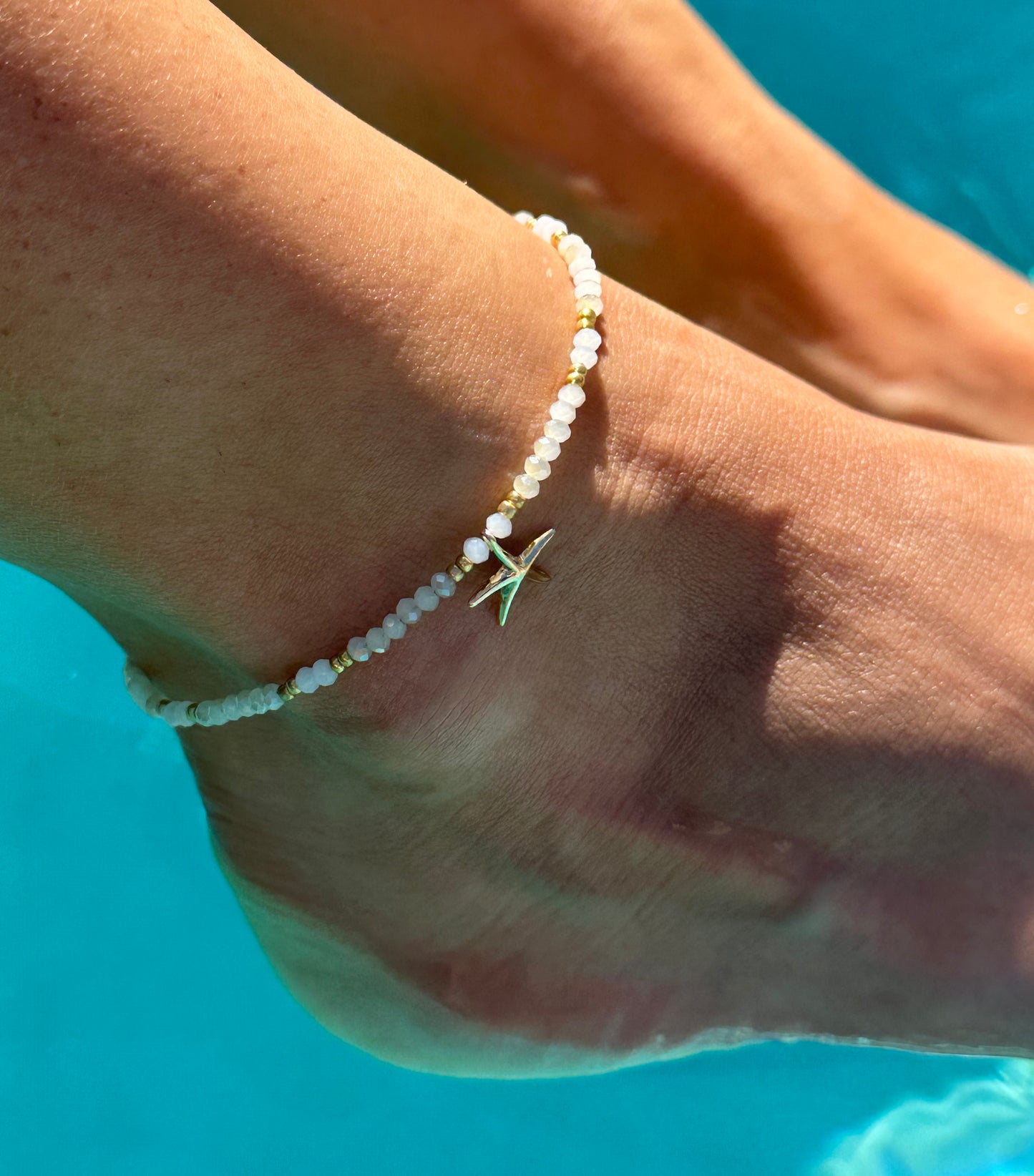 Starfish Beaded Charm Anklet