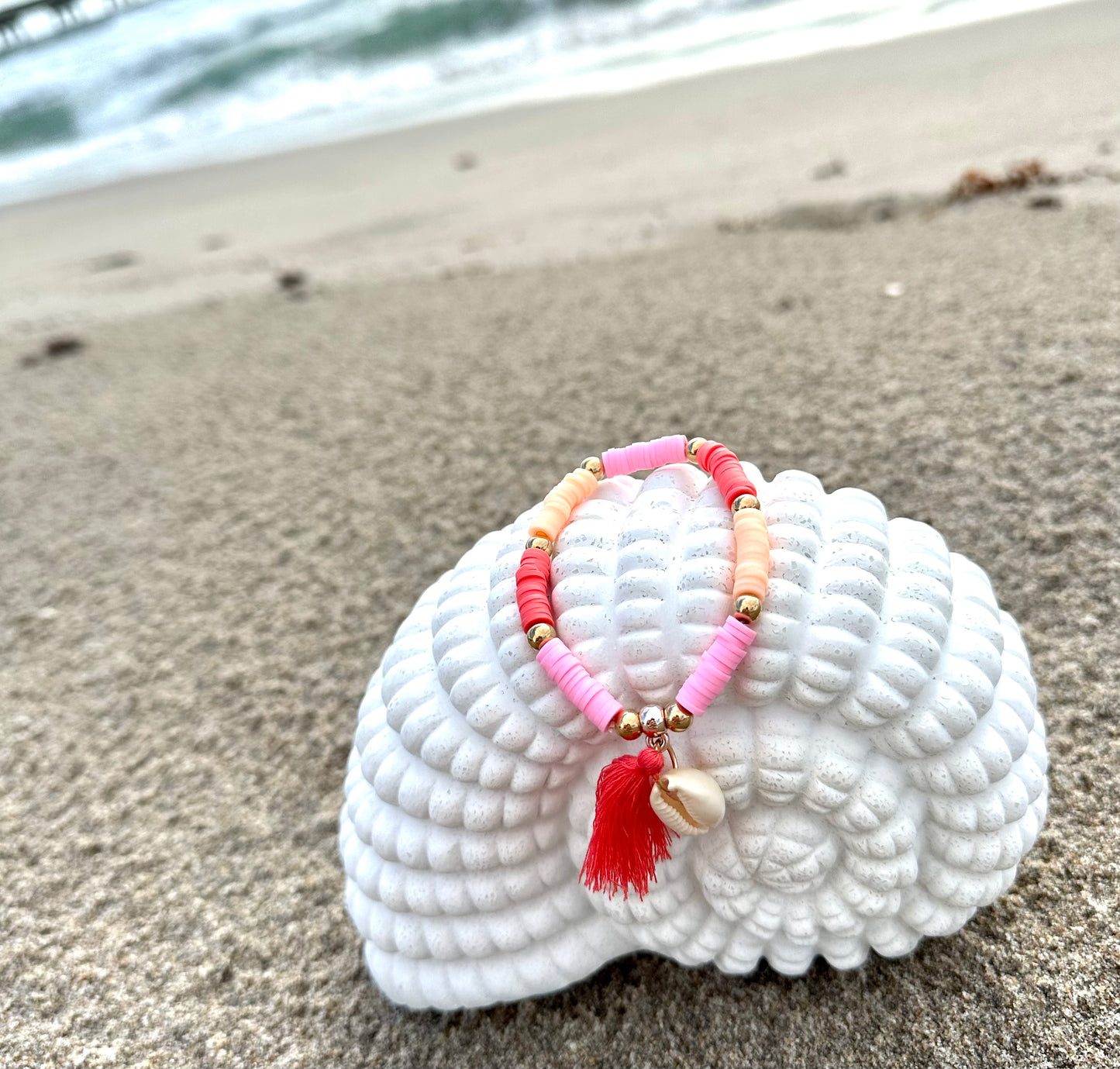 Boho Stretch Elastic Beaded Bracelet With Shell