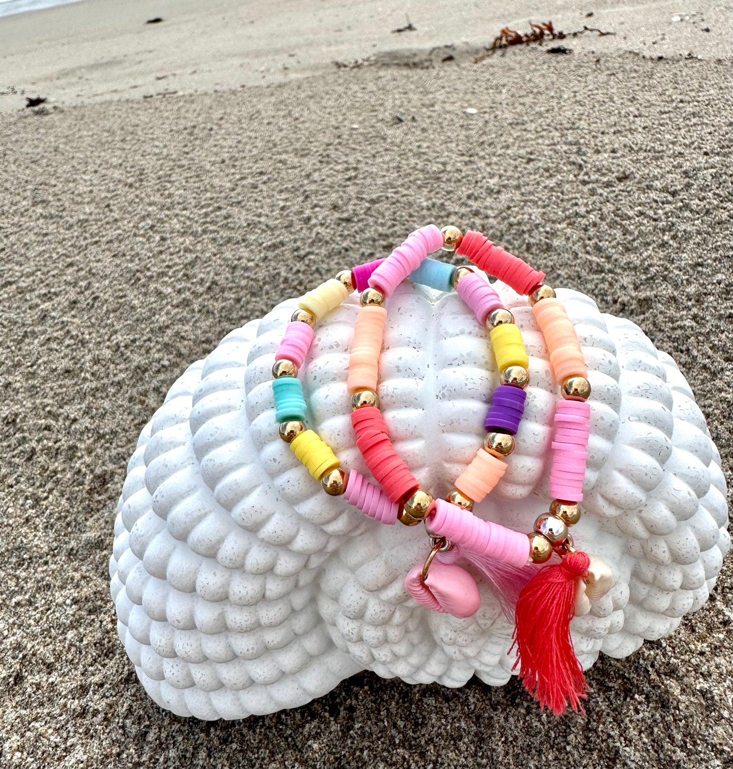 Boho Stretch Elastic Beaded Bracelet With Shell
