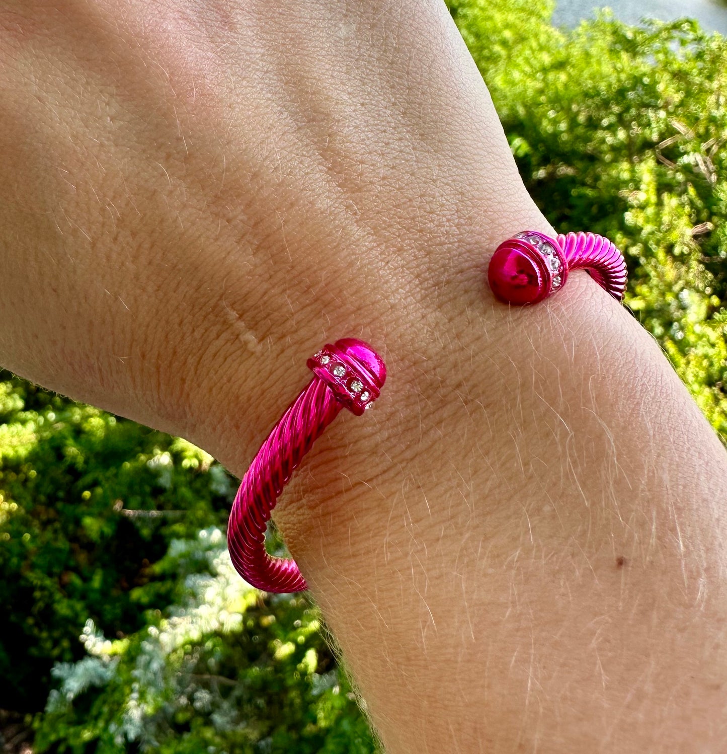 Metal C Cuff Bracelet With Rhinestones