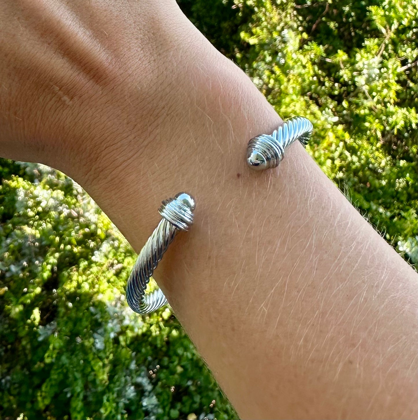 Silver Metal C Cuff Bracelet