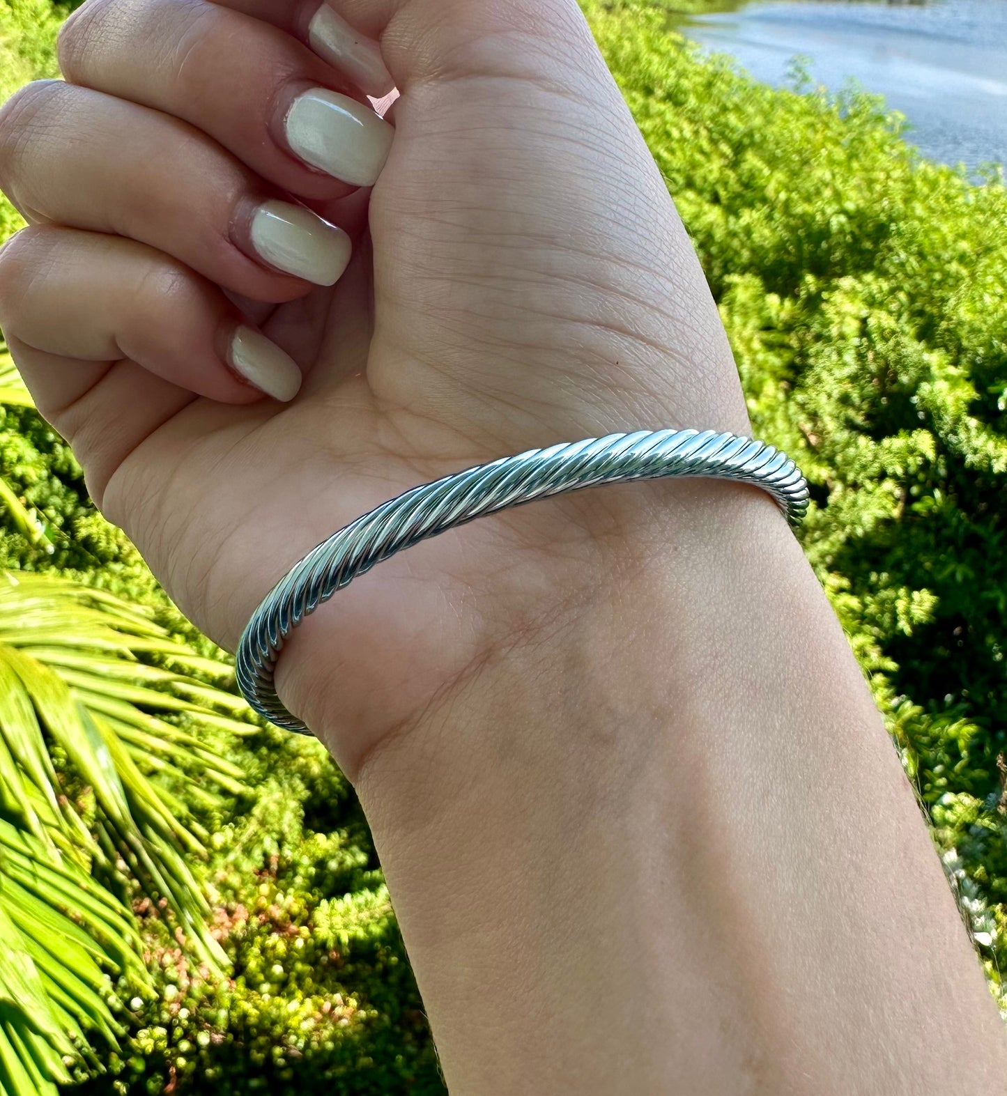 Silver Metal C Cuff Bracelet