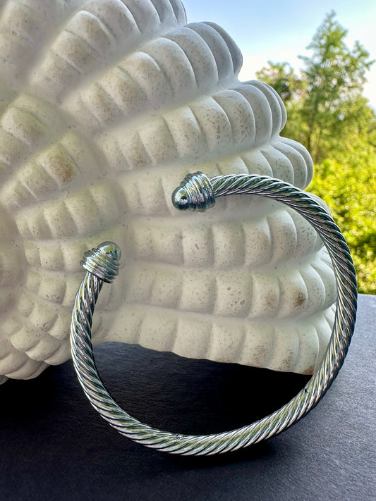 Silver Metal C Cuff Bracelet