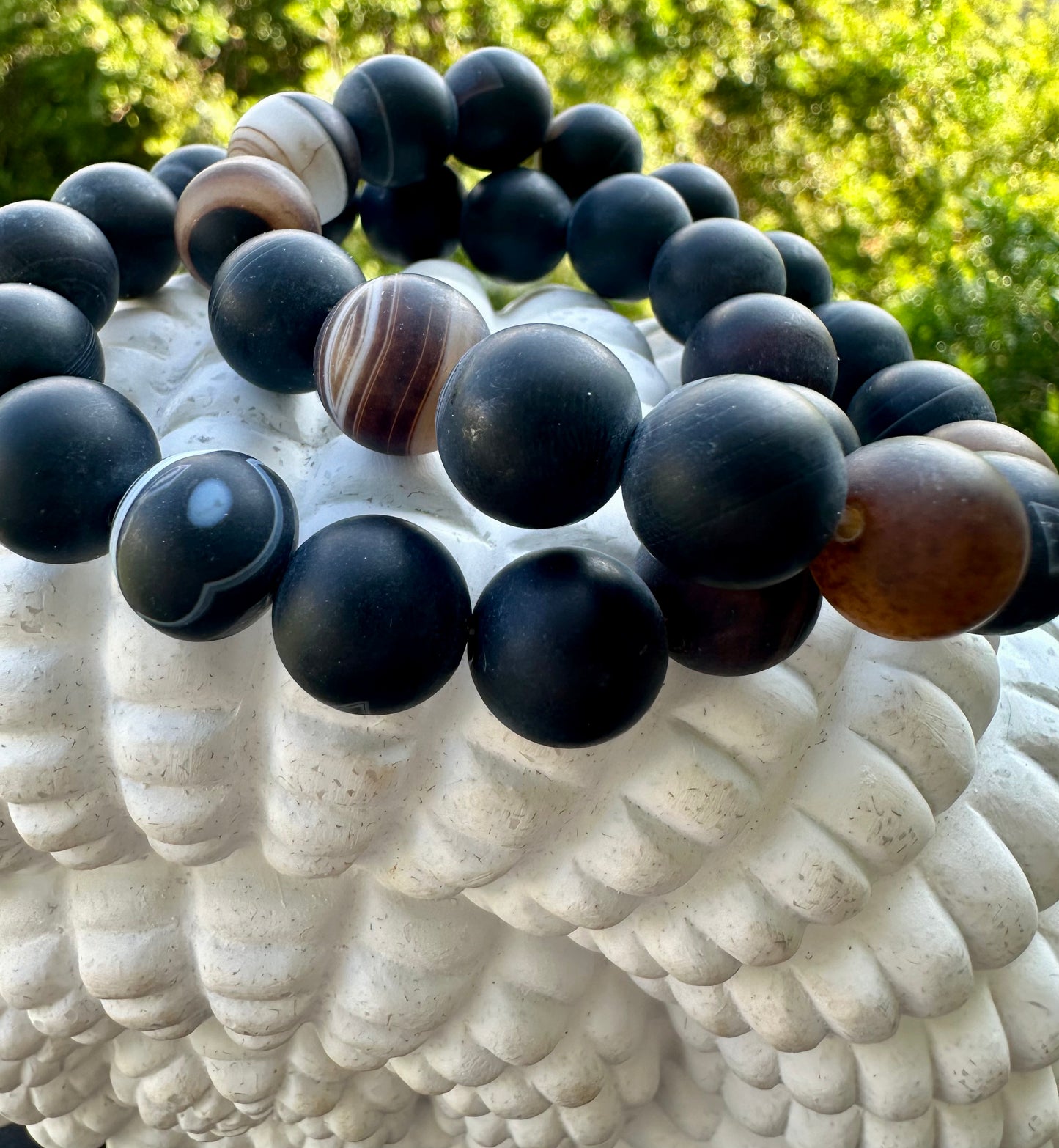 Brown and White Swirl Marble Bracelet
