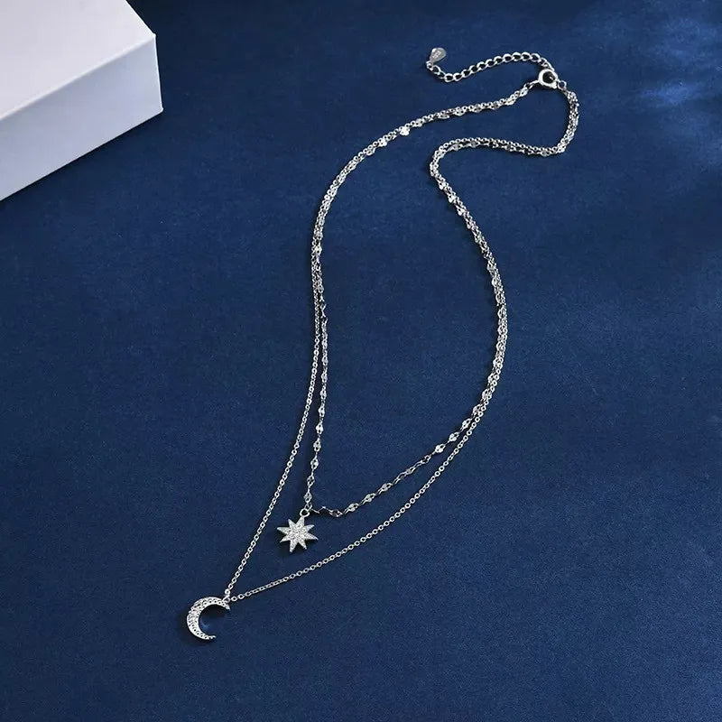 Star and Moon Layered Necklace