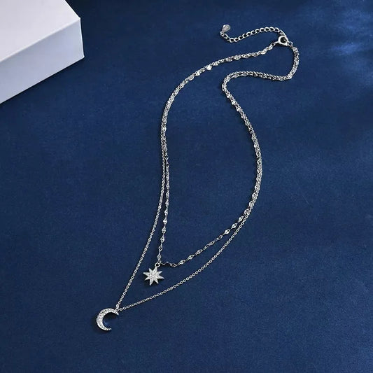 Star and Moon Layered Necklace