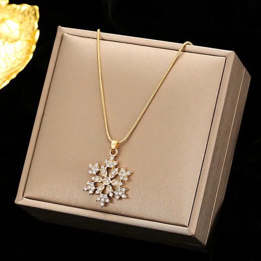 Rhinestone Snowflake Necklace