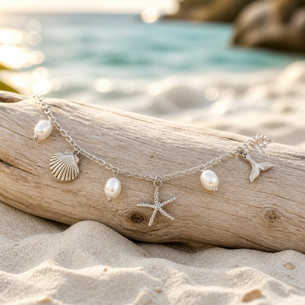 Sea Creature Pearl Anklet