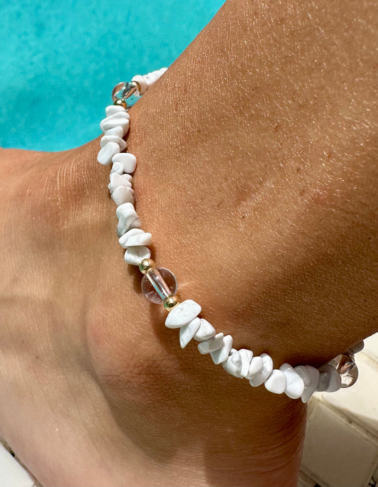 White Chip Stone Anklet