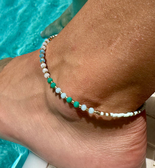 Mint Glass Bead Anklet