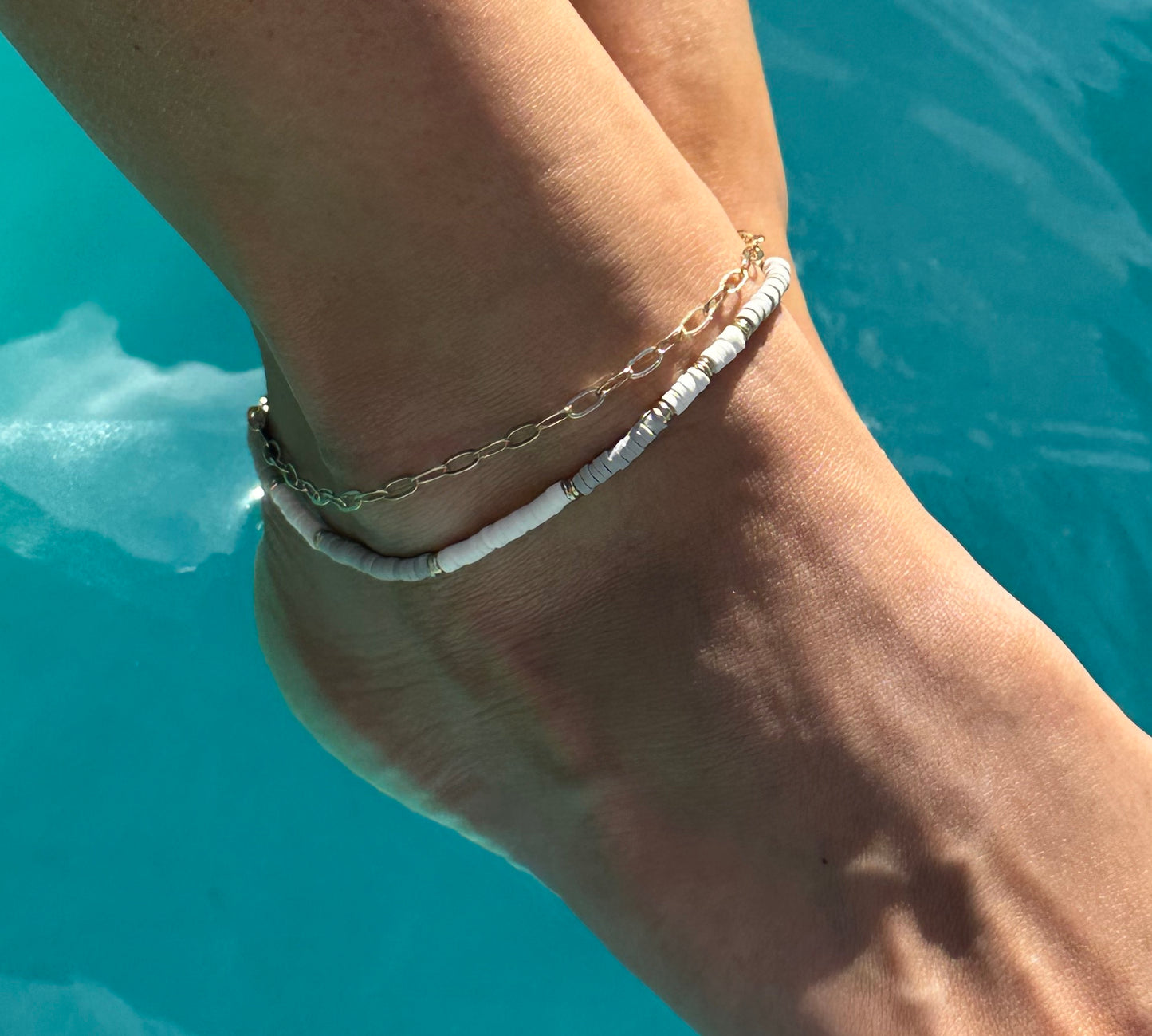 2 Row Rubber Beaded Anklet