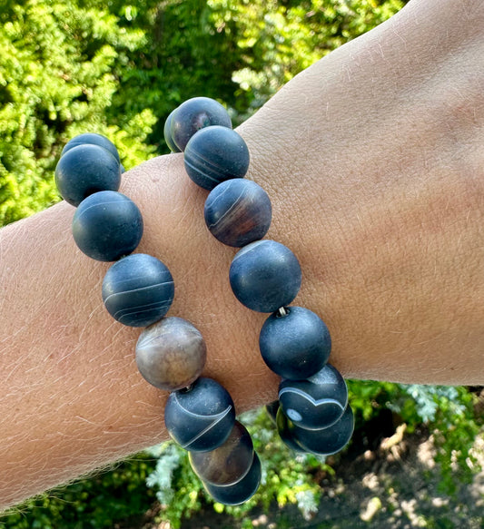 Brown and White Swirl Marble Bracelet