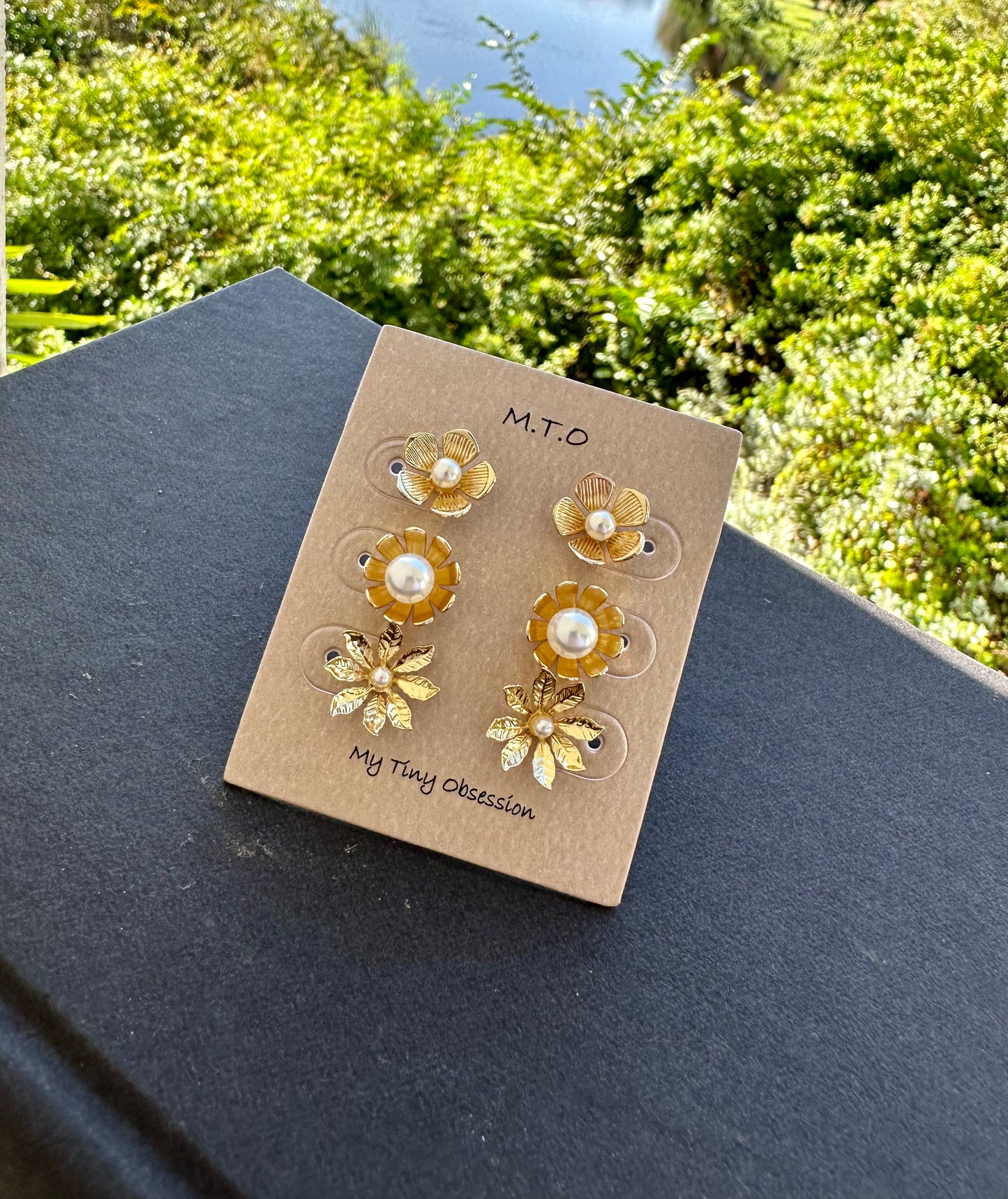 3 Piece Flower Earring Set