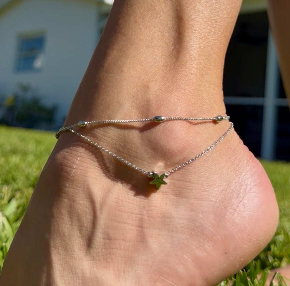 Double Chain Star Anklet