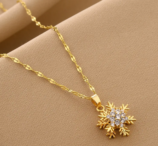 Rhinestone Cluster Snowflake Necklace